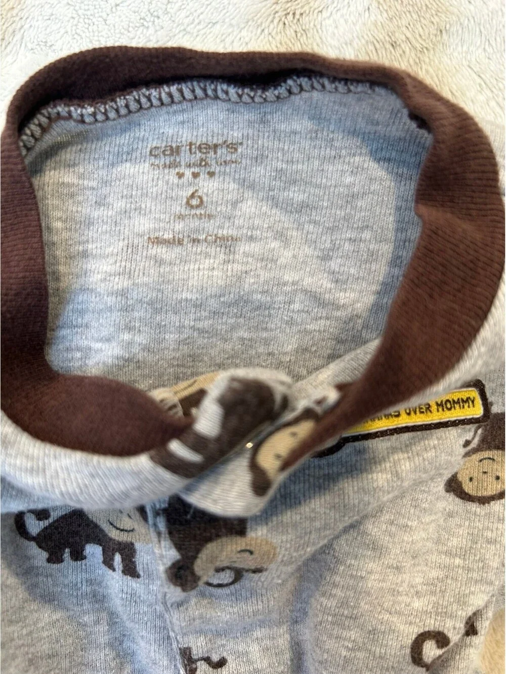 Carter's Baby Footed Pajamas Monkey Print Size 6 Months